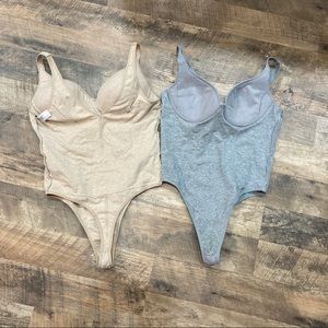 House of CB London paneled cotton thong bodysuits